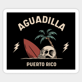 Vintage Surfing Aguadilla Puerto Rico // Retro Surf Skull Sticker